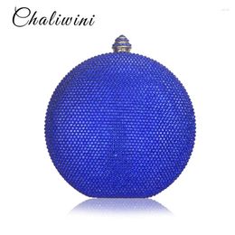 Evening Bags Chaliwini Round Wine Pot Crystal Clutch Bag Mini Metal Clutches Wedding Party Bridal Shoulder Handbag Purse