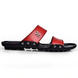 Sandalo uomini Summer Slip di alta qualità su cuoio per le pannelli da uomo in pelle piattaforma neri sandali in gomma maschio scarpe y0xz# 881 pers s cb9c