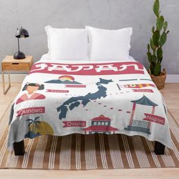 Blankets Japan Map Guide Throw Blanket Luxury St Sofa Large Soft Plush Plaid