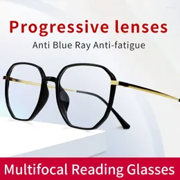 Sunglasses Progressive Multifocal Reading Glasses Women Blue Light Blocking Hard-coated Lens Presbyopia Eyeglasses Magnifying