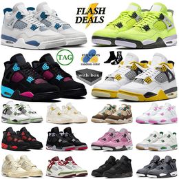 2024 Top Jump man 4 4s IV With Box Basketball Shoes Black Cat Military Blue Grass Thunder Sail Pink Mens Women aaa+ Quality Cool Grey Men Trainers Sneakers