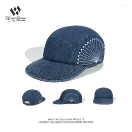 Ball Caps Retro Denim Soft-top Baseball Women Personality Chrysanthemum Embroidery Street Fashion Versatile Short-brimmed Men's Hats