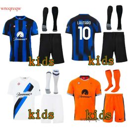 kids kits 2023 2024 LUKAKU soccer jerseys BARELLA LAUTARO ERIKSEN INTERS DZEKO CORREA S UNIFORMS VIDAL 23 24 football shirt
