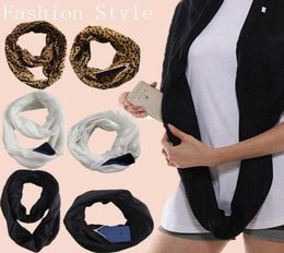 Novelty Warm Scarves Women Winter Convertible Infinity Scarf With Pocket Zipper Ladies Fashion Circle Shawl Scarves40067851993374