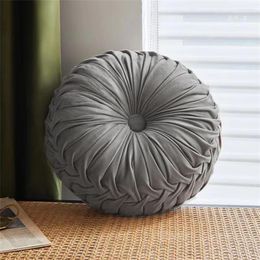 Pillow Solid Color Nordic Pumpkin Round Back Living Room Pleated Wheel Futon Head