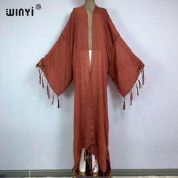 Kimono Africa Coat Fashion Kaftans Beach Cover-ups Fringed Monochrome Cardigan Outfits For Women Vestidos Para Playa