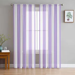 Curtain Striped Purple Geometric Sheer Curtains For Living Room Decoration Window Kitchen Tulle Voile Organza