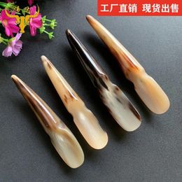 Storage Boxes Horn Hole Half Stick Scraping Massage Solid The Point Of Ox Horns Manual Acupuncture Pen Comb Factory Wholesale