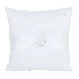 Party Supplies 18 18cm Double Heart Bridal Wedding Ceremony Pocket Ring Bearer Pillow Cushion With Satin Ribbons (White)