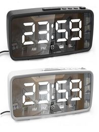 Other Clocks Accessories FM Radio LED Digital Alarm Clock Snooze 3 Brightness Settings 1224 Hour USB Make Up Mirror Electronic 9259876