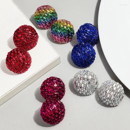 Stud Earrings FishSheep 30MM Big Round Crystal For Women Statement Bling Colourful Simple Half Jewellery Party Gifts
