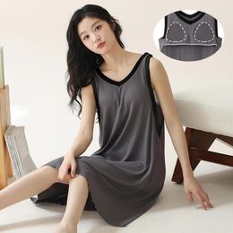 Women's Sleepwear 2024 Summer Silk Satin Sexy Lingerie Vest Nightgowns For Women Korean Loose Nightdress Night Dress Girls Home Nighty