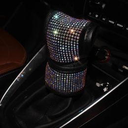 Accessories Other Interior Accessories Diamond Crystal Car Gear Shift Collar Cover Glitter Rhinestones Auto Hand Brake Covers Black Colour Acce