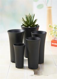 Black White plastic mini flower pot home office desk Indoor Potted Garden Decor Planter Root Container2260838