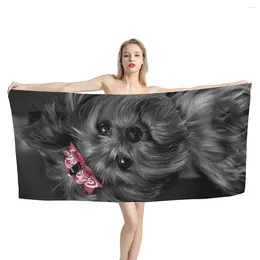 Towel TOADDMOS Kawaii Yorkshire Terrier Pattern Quick-drying Soft Comfortable Absorbent Face Hair Breathable Washcloth