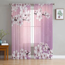 Curtain Flower Cherry Blossoms Tree Branch Gradient Sheer Curtains For Living Room Decor Window Kitchen Tulle Voile