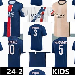 24 25 Maillot MBAPPE Soccer Jerseys Kids Kit 23/24 t shirt Version Training Pre Match 2023 2024 Maglia Paris Home Away Football Shirt HAKIMI FABIAN VITINHA O DEMBELE