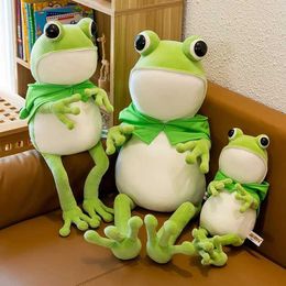 Dolls Kawaii Cloak Frog Doll Plush Toy Cartoon Funny Frog Comfort Doll Pillow Childrens Birthday Gift G240529