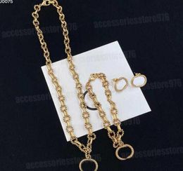 Designer Choker Necklace Stainless Steel Bracelets 18K Gold Plated Punk Men Womens Charm Ear stud Gold Chain Hip Hop Pendant Party9075151