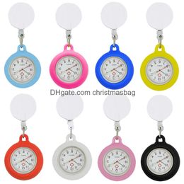 Pocket Watches Plane White Portable Simple Retractable Badge Reel Gift For Hospital Medical Nurse Doctor Brooch Clip Watch Clock Drop Otyvd