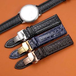 Watch Bands Crocodile belt ultra-thin 18 19 20 21 22MM black brown soft quick release Q240514