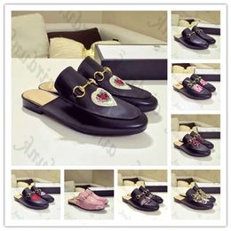 Designer luxury Women Summer Princetown Lace Velvet Slippers Mules Loafers Genuine Leather Flats With Buckle Bees Snake P ggitys HWVY