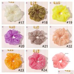 Hair Accessories Oversized Scrunchies Big Rubber Elastic Band Girls Candy Color Ponytail Holder Smooth Chiffon Scrunchie Women Drop De Dhjdk