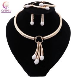 Sets African Wedding Dubai Gold Colour Jewellery Sets for Women Necklace Earrings Bracelet Ring Indian Bridal Jewellry Set