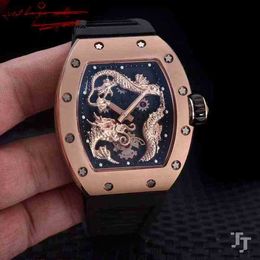 Designer Skeleton Gold Mechanical Luxury Wristwatch Rubber Rose Mens Men Sapphire Automatic Mechanics Dragon Tourbillion Watch Es