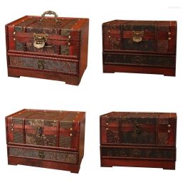 Bags Jewellery Pouches Bags Oriental Style Organiser Trinket Keepsake Chest Wooden Treasure With Mirror & Drawers For Kids Women Gift Wyn