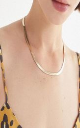 Women Chain Choker Necklace Stainless Steel Gold Silve Color Flat Herringbone Chokers Link For Girls Pendant Necklaces9313748