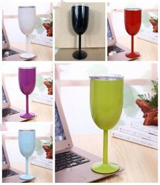 Goblet Vacuum Insulated mug Stem Wine egg cups Stainless Steel with lid egg shape mug cup 10OZ wine glasses 10 Colours LXL109617406410