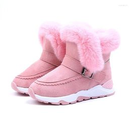 Boots Children's Snow 2024 Winter Boys Girls Cotton Shoes Warm Fur Plush Baby Toddler Big Size 26-36 KS540