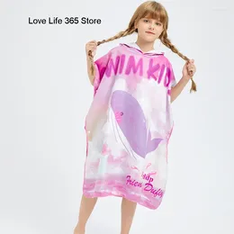Towel Cartoon Whale Beach Bath Microfiber Quick Dry Hooded Cloak Wetsuit Kids Poncho Bathrobe For Swim Surf