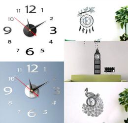 Modern Large 400mm 3D Mirror Surface Wall Clock 3D Wall Sticker Home Office Room DIY Wall Decor Home Decor Accessories1121816