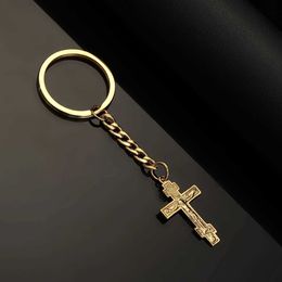 Keychains Lanyards Russian Orthodox Church Eternal Cross Keychain Jewellery Russian Greek Ukrainian Keychain Y240510