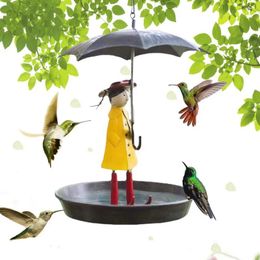 Other Bird Supplies Hanging Feeder Set With Metal Chain Umbrella Girl Design Light Feeders Easy Cleaning Brush