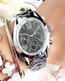 Relogio Feminino GENEVA Luxury Designers Brand Stainless Steel Silver Case Ladies Wrist Water Resistant Quartz Watches For Women 23545979