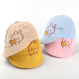 Caps Hats 3 Month-3 Year Baby Duck Tongue Hat Cute Cartoon Toddler Sunscreen Peaked Cap Solid Colour Kids Baseball Caps Sunshade Visors Y240514