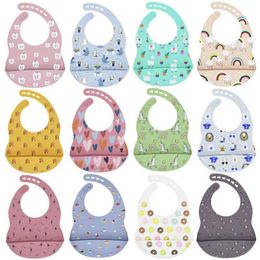 Bibs Burp Cloths Baby bib cartoon silicone bib waterproof baby feeding newborn Saliva towel baby apron adjustable Burp fabric direct deliveryL2405