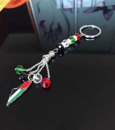 Keychains Lanyards 2PC/batch Palestinian flag keychain keyring crystal Palestinian necklace car sticker map Palestinian keychain phone case Y240510