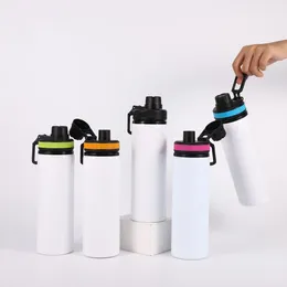Water Bottles Sublimation Blanks Handle Cover 600ML Big Mouth Bottle Sports Gym Portable For DIY Printable Image Cup T