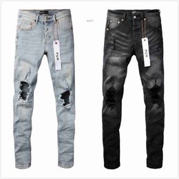 Purple Jeans Designer for Mens High Quality Fashion Cool Style Pant Distressed Ripped Biker Black Blue Jean Slim Fit 3LPF 3LPF