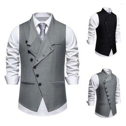 Men's Vests Men Spring Suit Vest Sloping Lapel Collar Wedding Waistcoat Slim Fit Sleeveless Coat Single Breasted Business