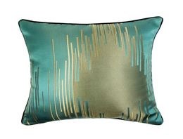 Fashion Design Contemporary Gold Green Pillow Case Modern Pipping Jacquard Woven Home Floor Sofa Abstract Lines Square Cushion Cov2436821