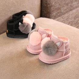 Boots 2024 Winter Children's Toddler Shoes Keep Warm Soft Bottom Anti Slip Bowknot Girls Outdoor Princess Snow 0-1 Years Old