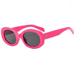 Sunglasses Fashion Pink Oval Frame Sun Glasses Retro Small Eyeglasses Y2K Street Po Female