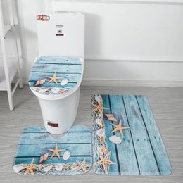 Bath Mats 3pcs Anti Slip Bathroom Carpet Rugs Ocean Underwater World Toilet Mat Lid Cover Products