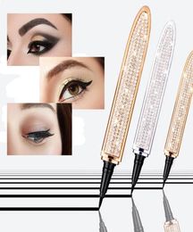 Quick drying Black Eyeliner Pen Diamond Magic Eyelash Self Adhesive Eye Liner Pencil No Glue Waterproof1518376