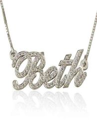 925 Sterling Sier Personalised Jewellery Name Plate Pendant Gold Diamond Initial Choker Necklace22852669912703